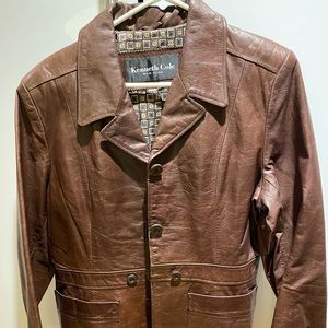 Modern Burgundy mid length 100% leather jacket!